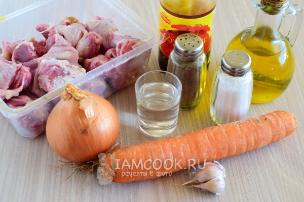 Ингредиенты для хе из куриных желудков по-корейски