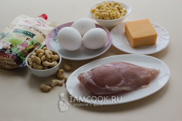Ингредиенты для салата с кешью и курицей