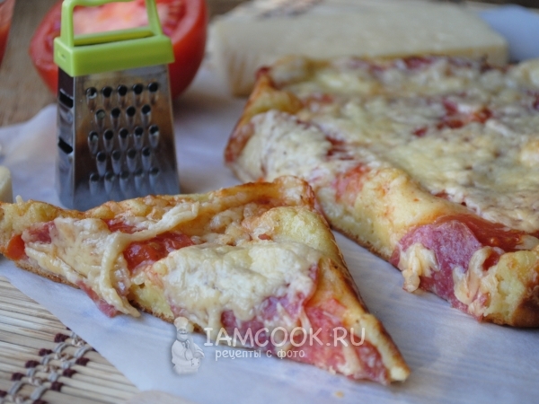 Пицца из жидкого теста на кефире — рецепт с фото пошагово