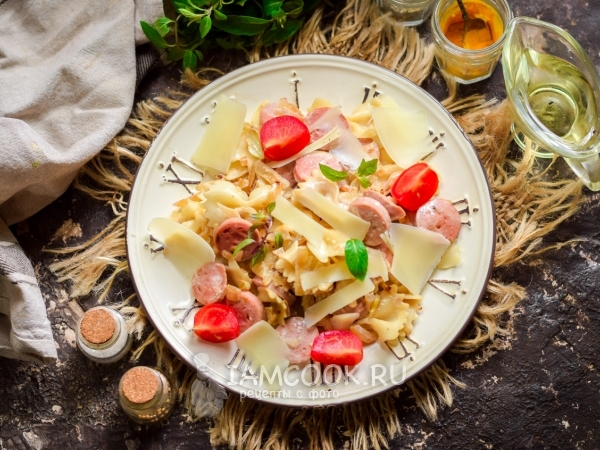 Макароны с сосисками в сливочном соусе — рецепт с фото пошагово