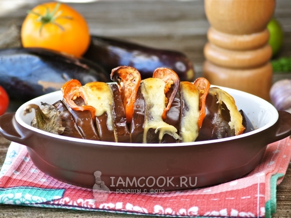 Баклажан гармошка с сыром и помидорами — рецепт с фото пошагово
