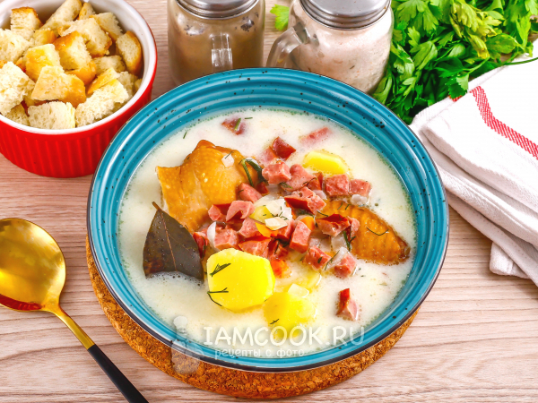 Сырный суп с копченостями — рецепт с фото пошагово