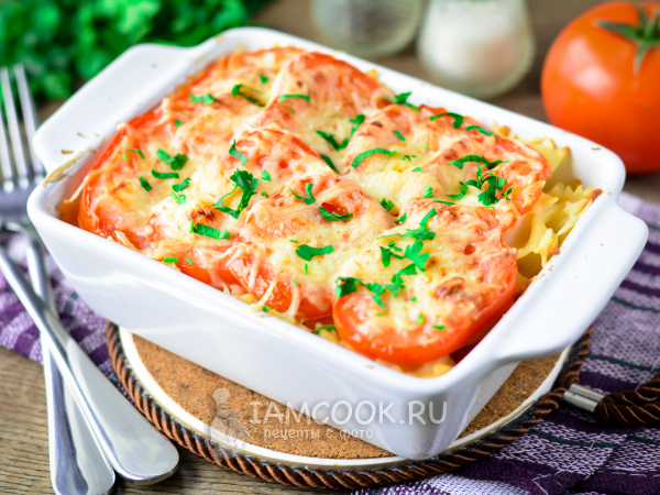 Макароны с помидорами и сыром в духовке — рецепт с фото пошагово
