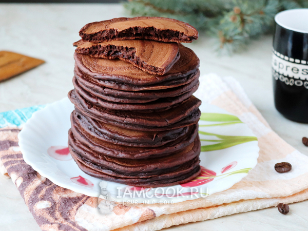 Панкейки на кефире с какао (шоколадные) — рецепт с фото пошагово
