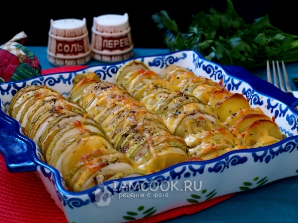 Фото кабачков с картошкой, запеченных в духовке