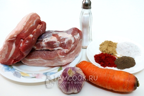 Ингредиенты для свиной прослойки в фольге в духовке