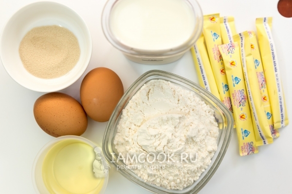 Ингредиенты для дрожжевого теста на подсолнечном масле для печеных пирожков
