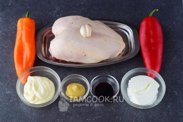 Ингредиенты для куриной грудки с болгарским перцем в духовке