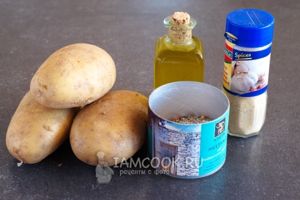 Ингредиенты для картофеля спиралью на шпажках в духовке