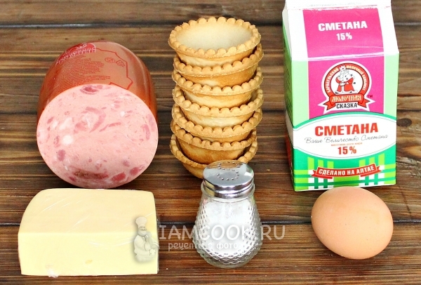 Ингредиенты для тарталеток с ветчиной и сыром в духовке