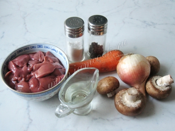 Ингредиенты для куриного паштета с грибами