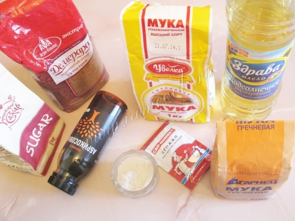 Ингредиенты для гречневого хлеба в хлебопечке