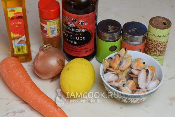 Ингредиенты для мидий, маринованных по-корейски