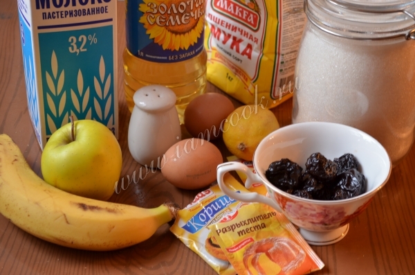 Ингредиенты для бананово-яблочных маффинов
