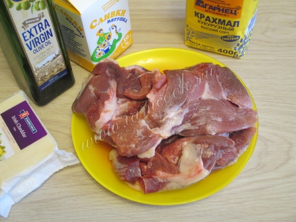Ингредиенты для филе индейки в сливочном соусе