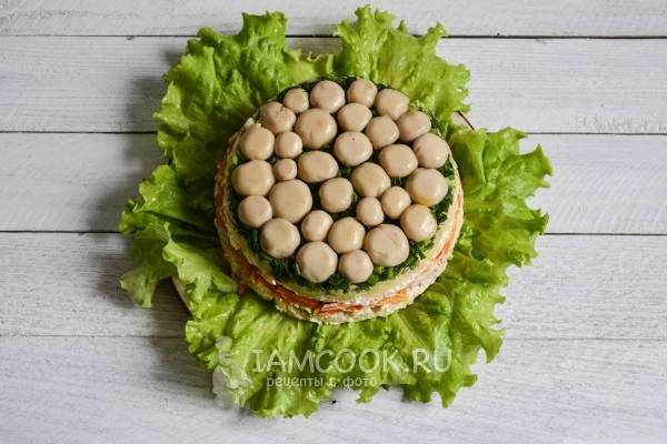 Классический салат грибная поляна с курицей и шампиньонами рецепт с фото пошагово