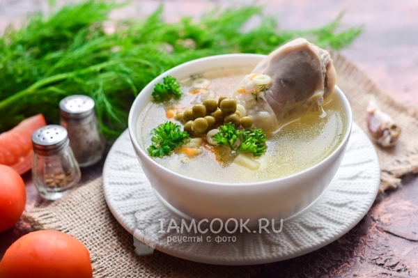Рецепт куриного супа с консервированным зеленым горошком