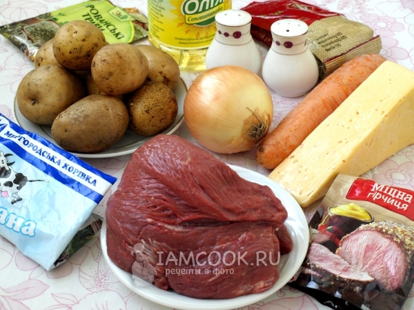 Ингредиенты для картошки под шубой в духовке