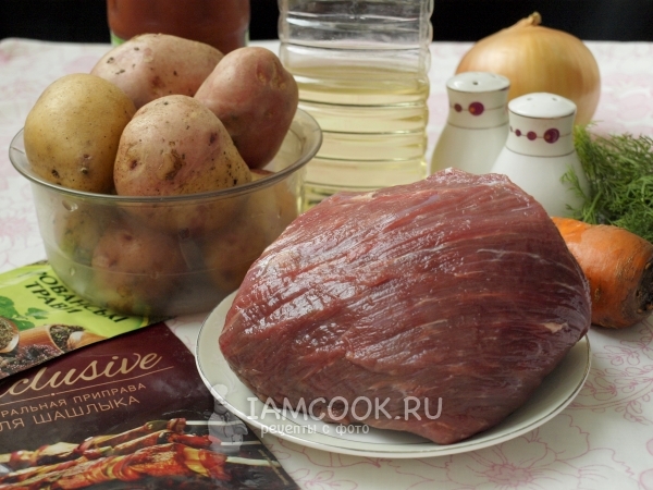 Ингредиенты для тушеной телятины с картошкой