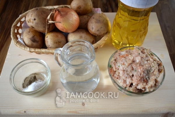 Ингредиенты для колдунов из картофеля с фаршем в духовке