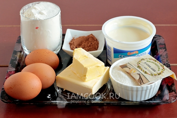 Ингредиенты для пирога «Зебра» со сгущенкой