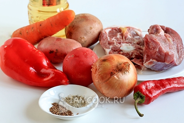 Ингредиенты для жареной шурпы по-узбекски