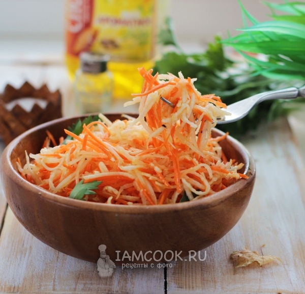 Фото салата из редьки с морковью с маслом