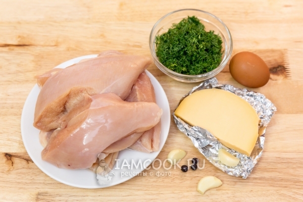Ингредиенты для куриных оладий с сыром и укропом