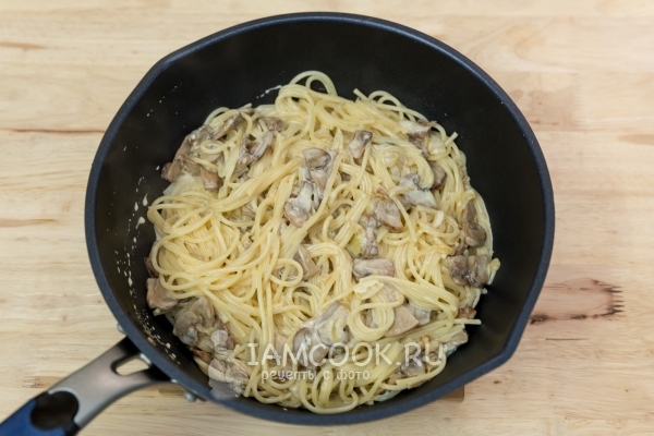 Фото спагетти с грибами и белым вином