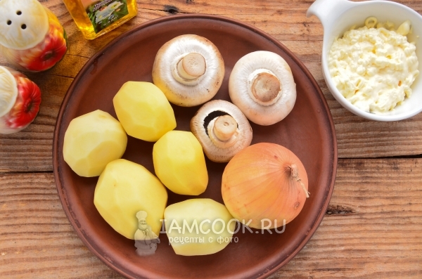 Ингредиенты для постной картошки с грибами в духовке