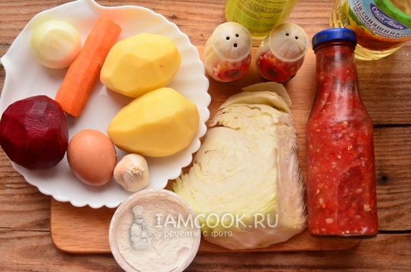Ингредиенты для украинского борща с галушками