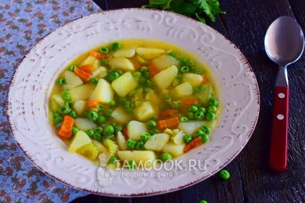 Суп с цветной капустой и зеленым горошком