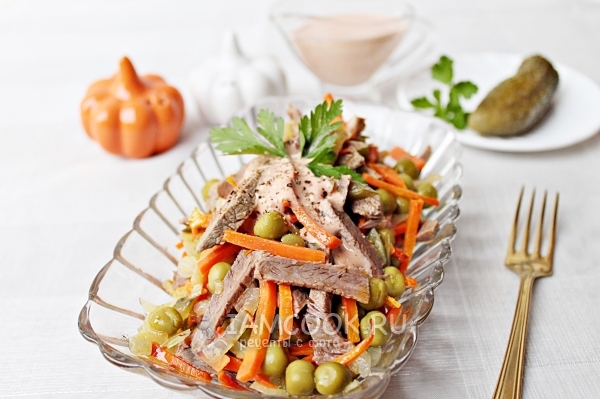 Рецепт салата из говядины с морковью
