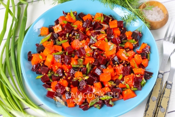 Рецепт салата из вареной свеклы и моркови