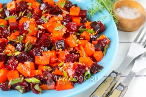 Фото салата из вареной свеклы и моркови