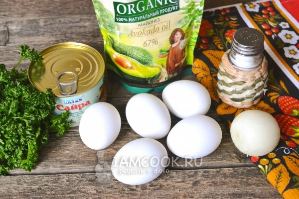 Ингредиенты для салата «Мимоза» без картошки и моркови