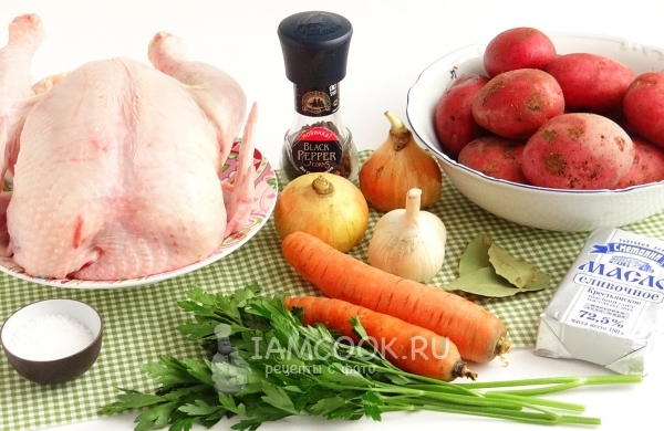 Ингредиенты для курицы с картошкой в банке в духовке