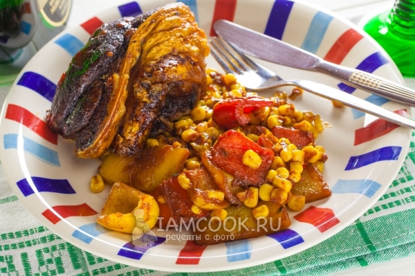 Фото болгарского перца с кукурузой на сковороде