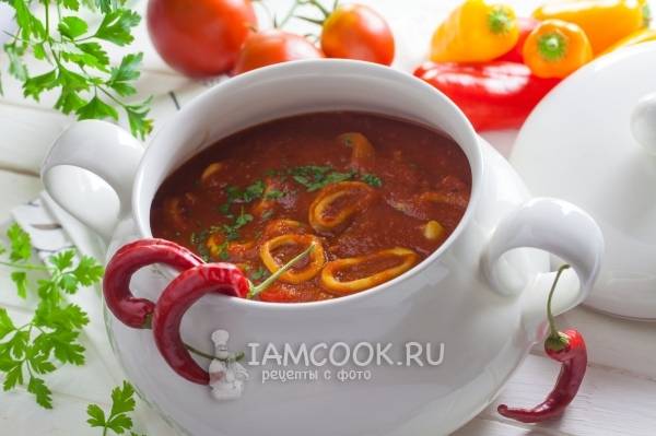 Кальмары в чесночно-томатном соусе рецепт – Европейская кухня: Основные блюда. «Еда»
