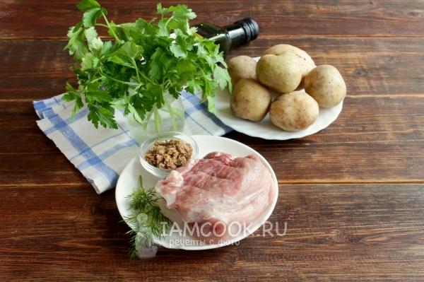 Ингредиенты для картошки-гармошки с мясом в духовке