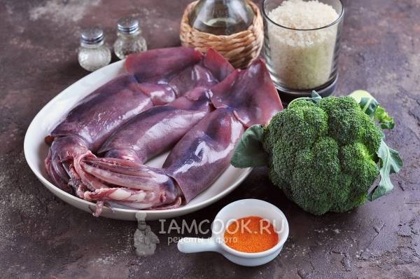 Фаршированный кальмар с рисом и овощами – пошаговый рецепт приготовления с фото