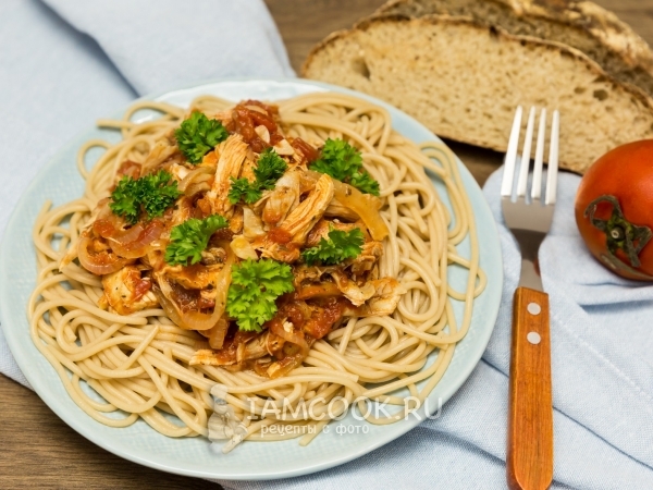 Спагетти с курицей в томатном соусе: рецепт с фото и видео от «Павловской курочки»