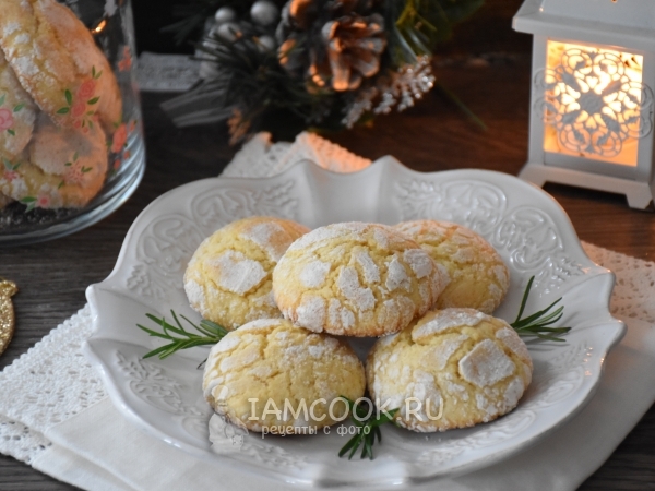 Мраморное лимонное печенье с трещинками, рецепт с фото