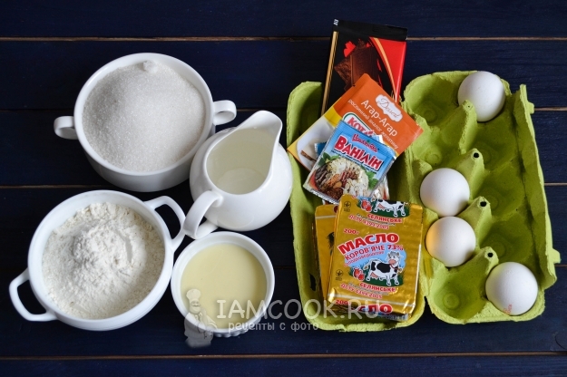 Ингредиенты для торта «Птичье молоко» на агар-агаре по ГОСТу