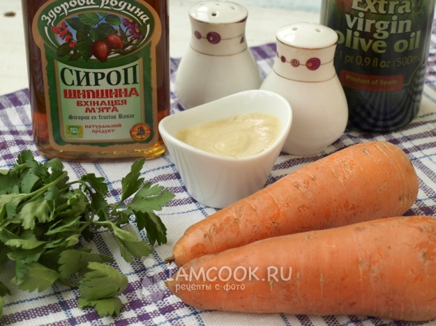 Ингредиенты для закуски из моркови с хреном