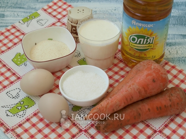 Ингредиенты для морковных оладий с манкой