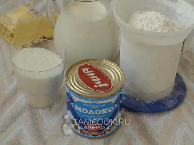 Ингредиенты для заварного крема для «Наполеона» со сгущенкой