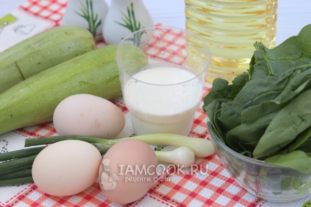 Ингредиенты для омлета с кабачком и шпинатом