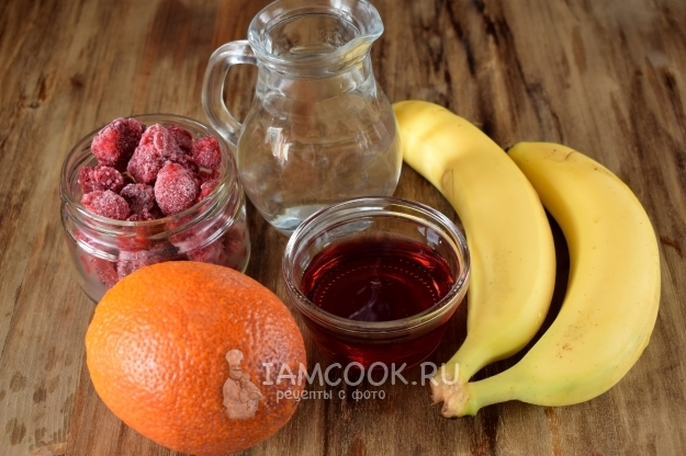 Ингредиенты для смузи с малиной и красным апельсином