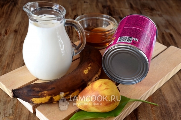 Ингредиенты для грушево-бананового смузи с кокосовым молоком